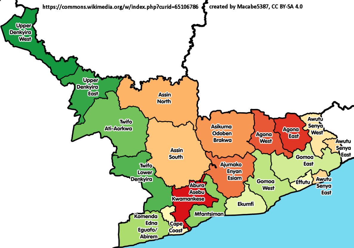 Karte der Distrikte der Zentralregion